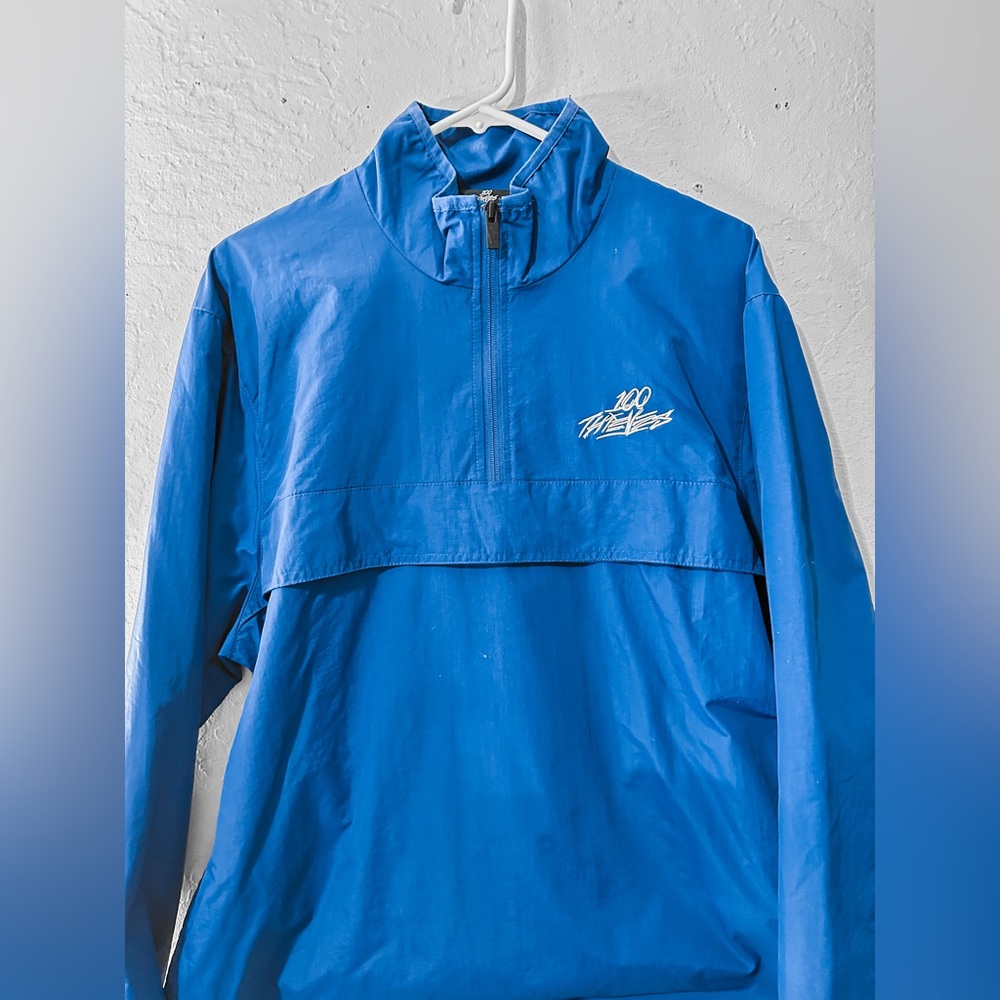 100 thieves royal blue quarter zip windbreaker